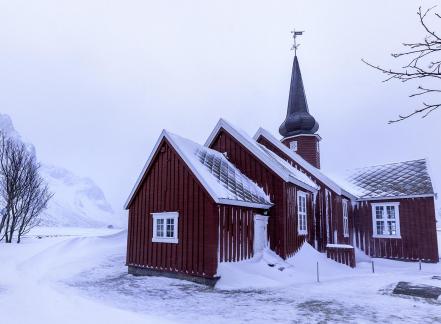 Norway Church in Snow Storm 19