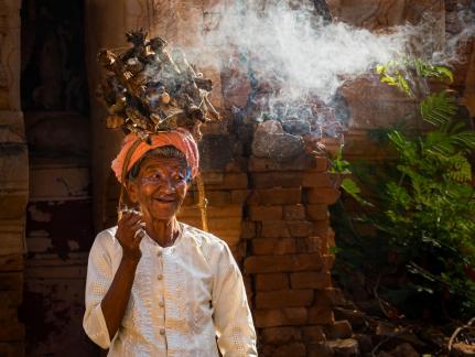 Old Burmese Lady Smoking