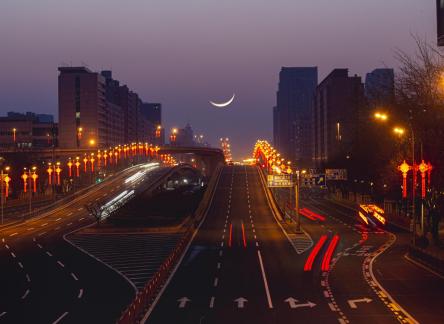 The morning glow of Changan Street