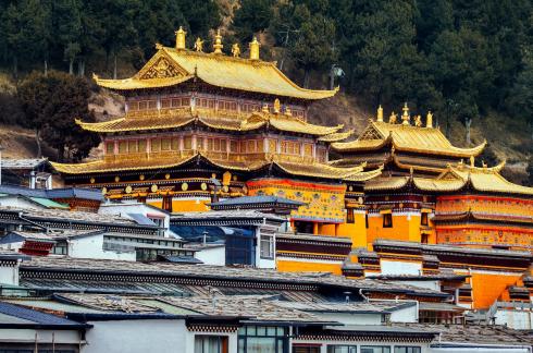 Temples in gold color