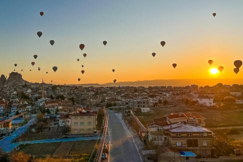 Hot air balloon in the morning