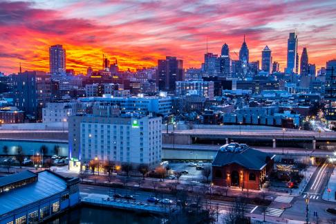 Red Sunset from Ben Franklin