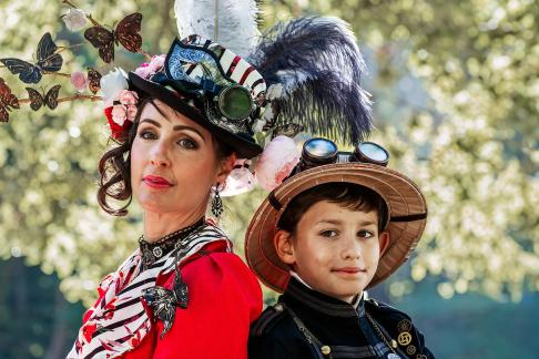 Mother and son steampunk