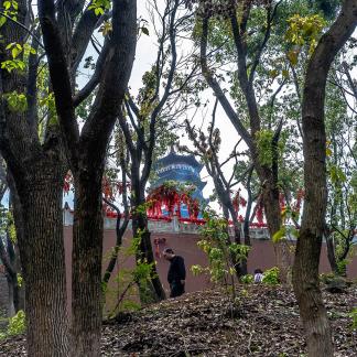 A towering Buddhist pagoda