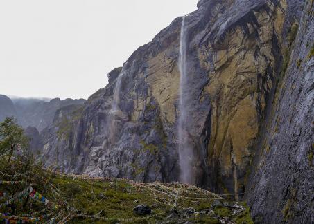 Flags And Waterfall