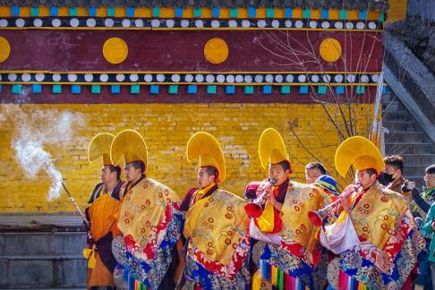 Five monk walking