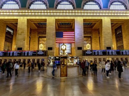 NYC Central Station with Flag