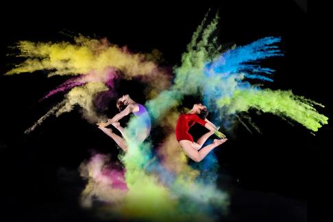 Dancing with colored powder