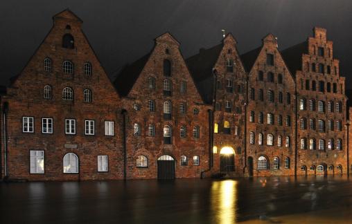 Flood at night Luebeck