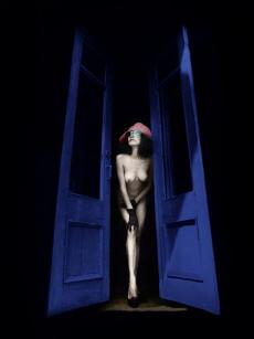 Naked in the doorway