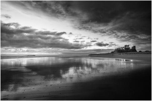 Bamburgh castle clouds