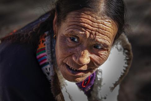 An old lady in Huangnan