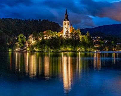 Bled Island at night