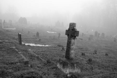 Cemetery in mist Cemetery in mist