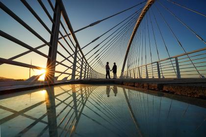 Harp type cable stayed bridge