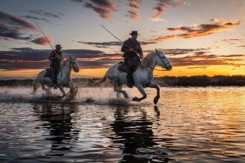 Horseriders at sunset 1