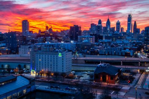 Red Sunset from Ben Franklin