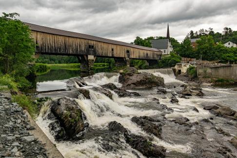 Bath Covered Bridge and Waterfall