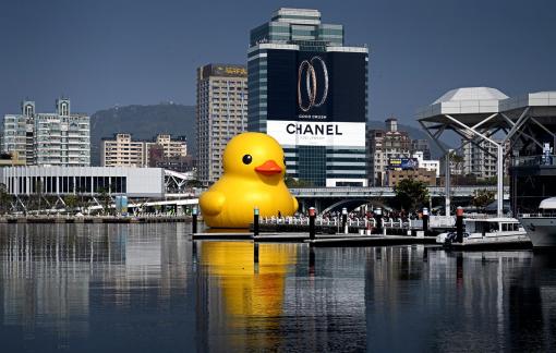 The yellow duck in Gaoxiong harbor