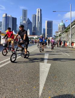 Leisurely cycling on the road